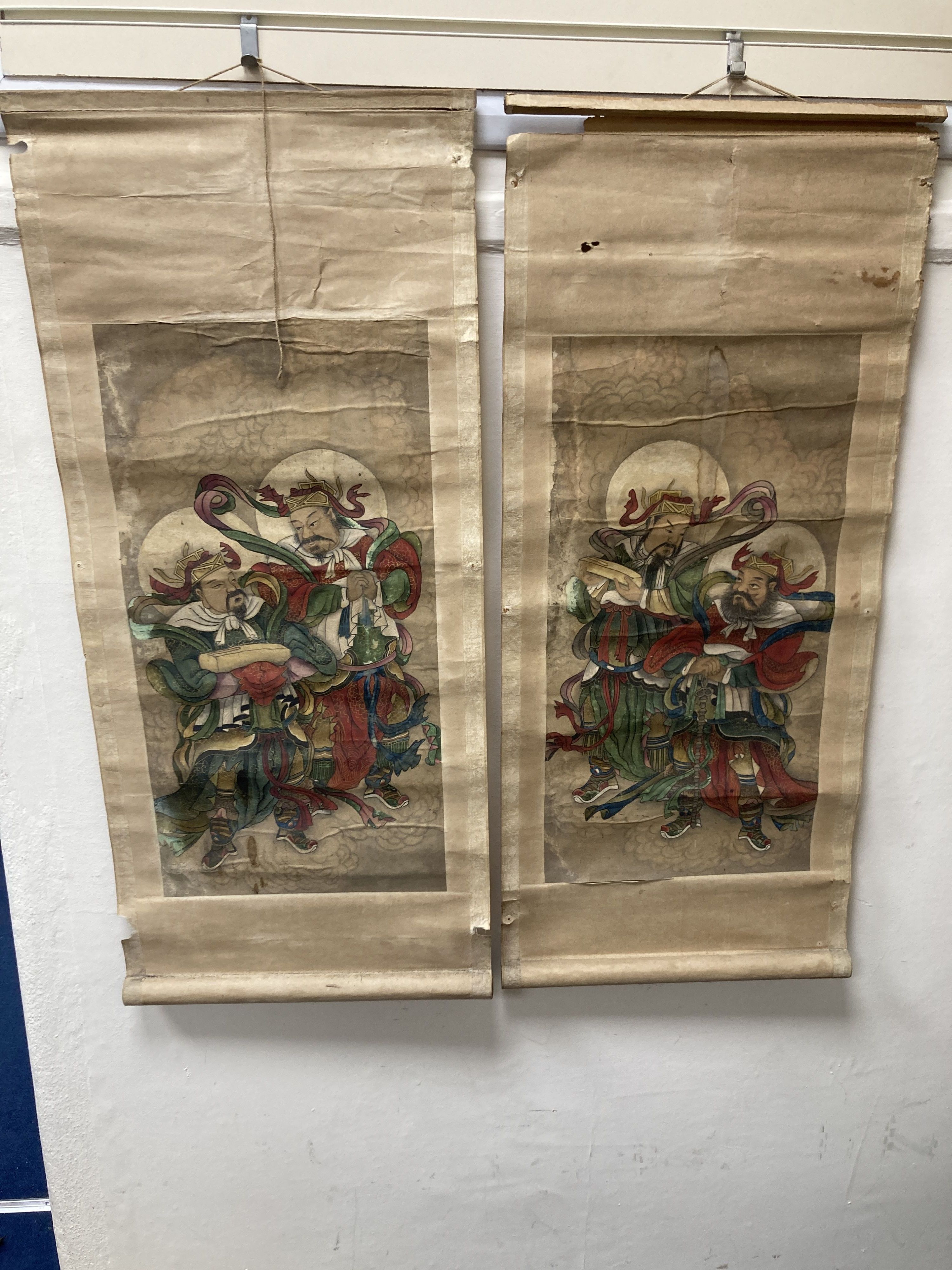 A set of ten Chinese scroll paintings on paper of immortals, early 20th century,